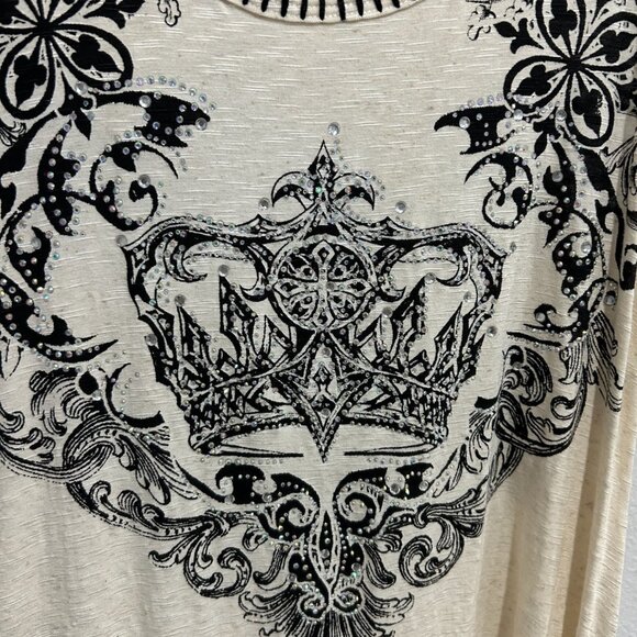 Vocal Assymetrical Floral Print Rhinestone Accents Tank Top Size XL Relaxed NWT - Picture 3 of 10